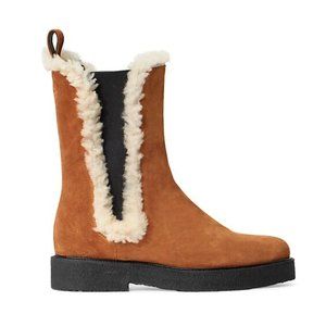 Staud Palamino Shearling-Trimmed Leather Boots - 38, Size 8